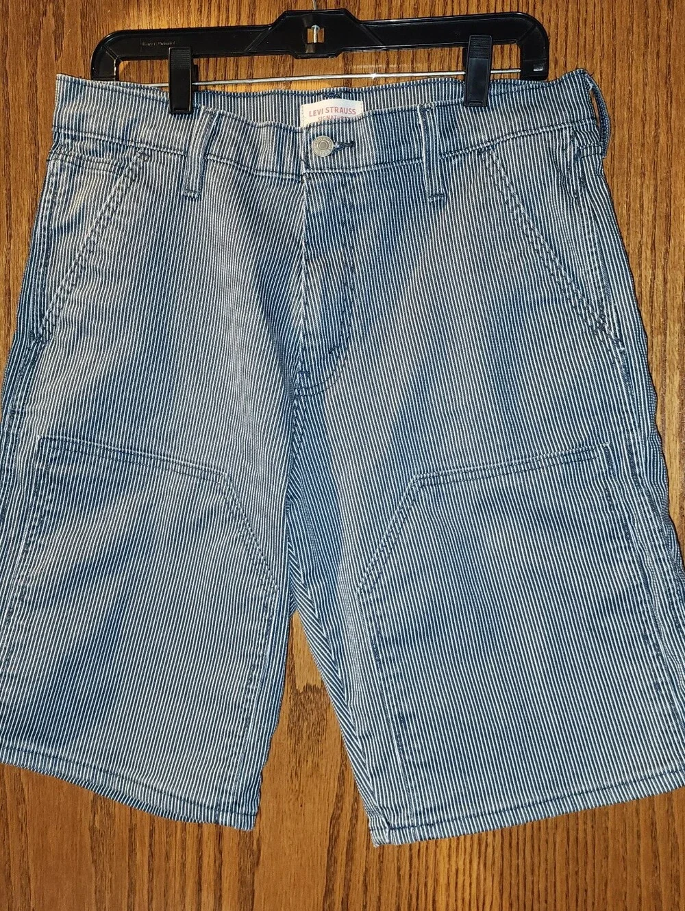 Levi's Blue and White Pinstripe Denim Shorts 32 W